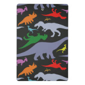 Kleurrijk dinosauruspatroon (donker) mini klembord (Achterkant)