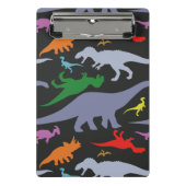 Kleurrijk dinosauruspatroon (donker) mini klembord (Voorkant)