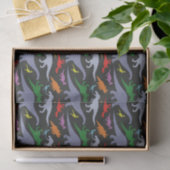 Kleurrijk dinosauruspatroon (donker) tissuepapier (Geschenk)