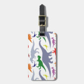 Kleurrijk dinosauruspatroon (licht) bagagelabel (Voorkant verticaal)