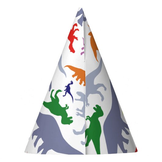 Kleurrijk dinosauruspatroon (licht) feesthoedjes (Achterkant)