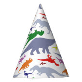 Kleurrijk dinosauruspatroon (licht) feesthoedjes (Voorkant)