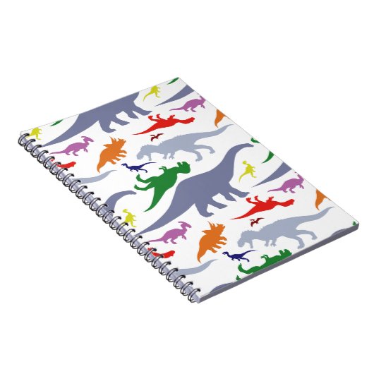 Kleurrijk dinosauruspatroon (licht) notitieboek (Rechterzijde)