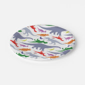 Kleurrijk dinosauruspatroon (licht) papieren bordje (Gekanteld)