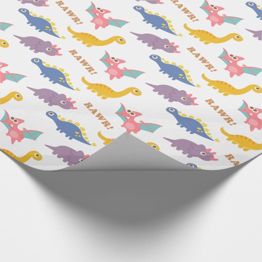 kleurrijk dinosauruspatroon voor kinderen cadeaupapier (Hoek)