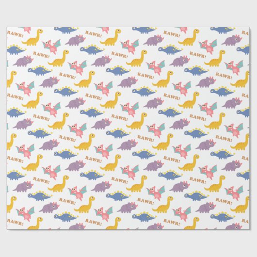 kleurrijk dinosauruspatroon voor kinderen cadeaupapier (Vlak)
