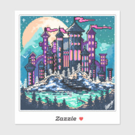 Kleurrijk donker kasteel 's nachts sticker