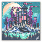 Kleurrijk donker kasteel 's nachts sticker (Voorkant)