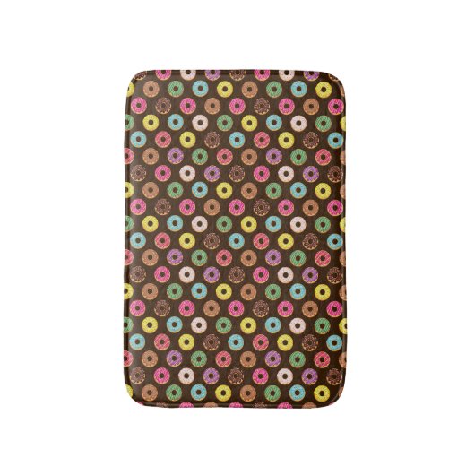 Kleurrijk Donut-patroon in chocolade Badmat (Voorkant Verticaal)