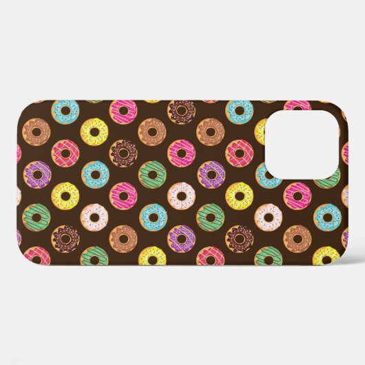 Kleurrijk Donut-patroon in chocolade Case-Mate iPhone Case (Achterkant (horizontaal))