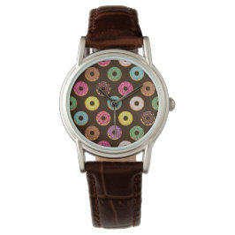 Kleurrijk Donut-patroon in chocolade Horloge