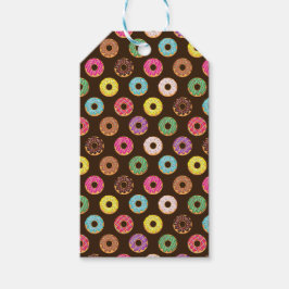 Kleurrijk Donut-patroon in chocolade-keramische Te Cadeaulabel