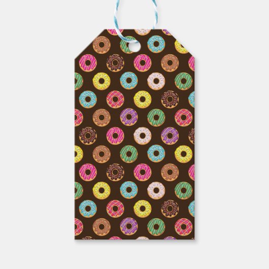 Kleurrijk Donut-patroon in chocolade-keramische Te Cadeaulabel (Voorkant)