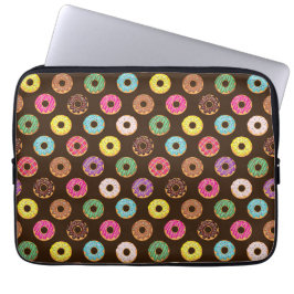 Kleurrijk Donut-patroon in chocolade Laptop Sleeve