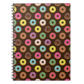 Kleurrijk Donut-patroon in chocolade Notitieboek (Voorkant)
