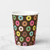 Kleurrijk Donut-patroon in chocolade Papieren Bekers (Achterkant)