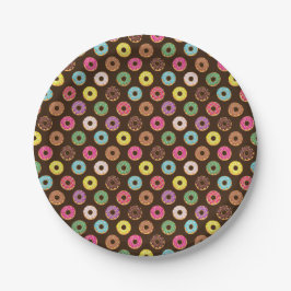 Kleurrijk Donut-patroon in chocolade Papieren Bordje