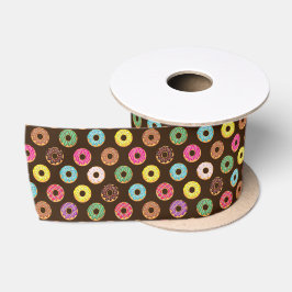 Kleurrijk Donut-patroon in chocolade Satijnen Lint
