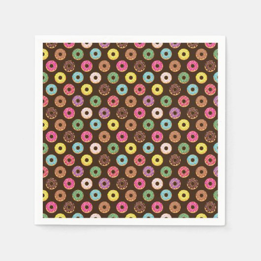 Kleurrijk Donut-patroon in chocolade Servet (Voorkant)