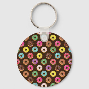 Kleurrijk Donut-patroon in chocolade Sleutelhanger