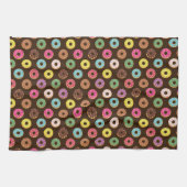 Kleurrijk Donut-patroon in chocolade Theedoek (Horizontaal)