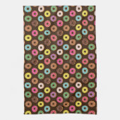 Kleurrijk Donut-patroon in chocolade Theedoek (Verticaal)