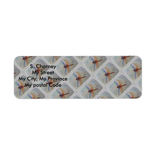 KLEURRIJK DRAGONFLY Retouradres Etiket (Voorkant)