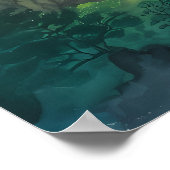 Kleurrijk Dreamscape met bomen en bergen Poster (Hoek)