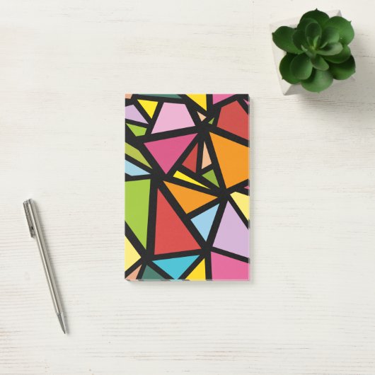 Kleurrijk driehoeken patroon 3 post-it® notes (Kantoor)