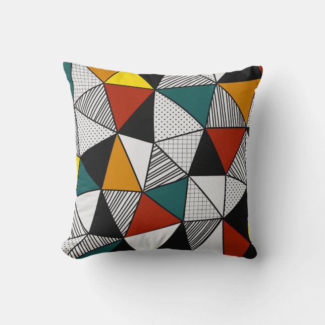 kleurrijk driehoeksgeometrisch patroon kussen (Voorkant)