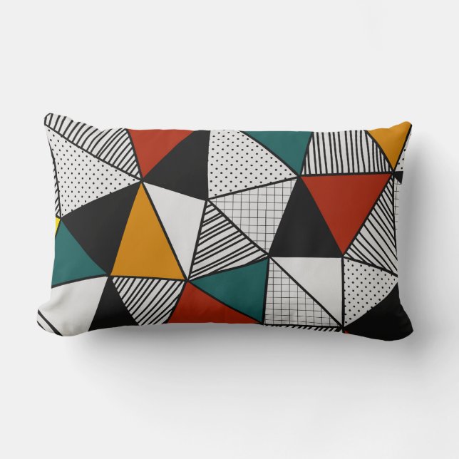 kleurrijk driehoeksgeometrisch patroon kussen (Voorkant)