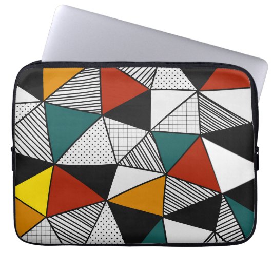 kleurrijk driehoeksgeometrisch patroon laptop sleeve (Voorkant)