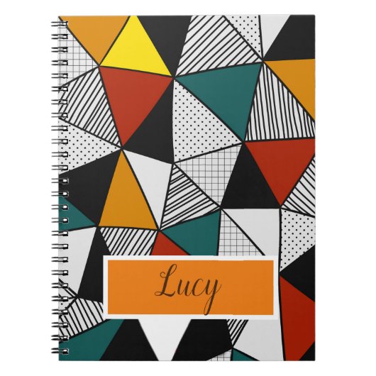 kleurrijk driehoeksgeometrisch patroon notitieboek (Voorkant)