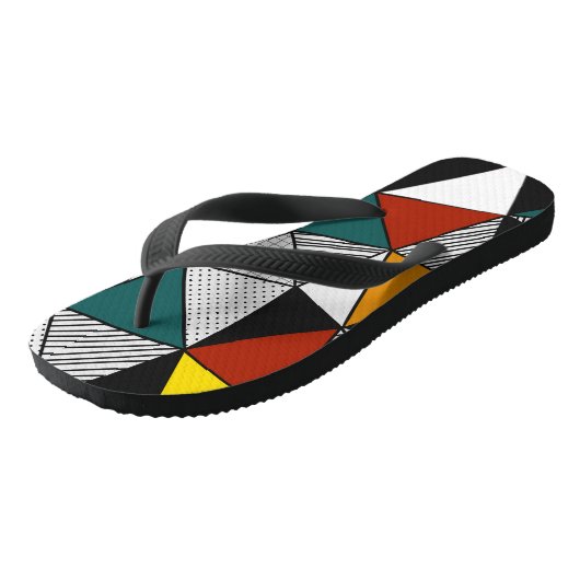 kleurrijk driehoeksgeometrisch patroon teenslippers (Schuin)
