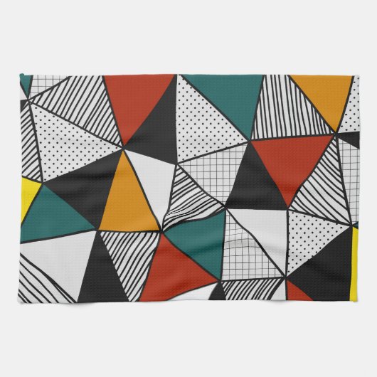 kleurrijk driehoeksgeometrisch patroon theedoek (Horizontaal)