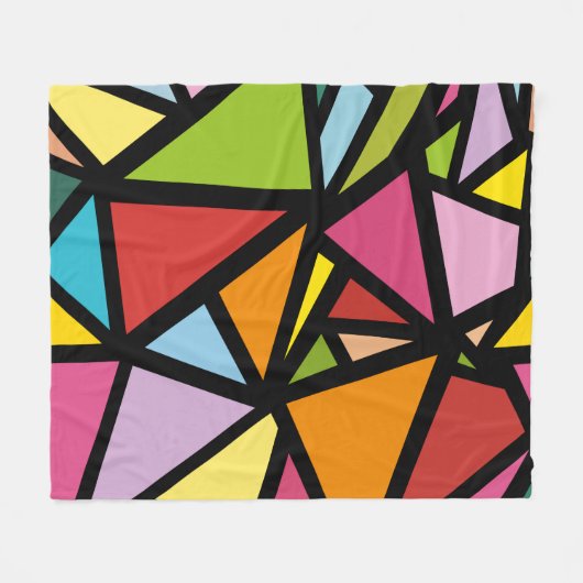 Kleurrijk driehoekspatroon 3 fleece deken (Voorkant (Horizontaal))