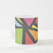 Kleurrijk driehoekspatroon 3 matglas koffiemok (Voorkant links)