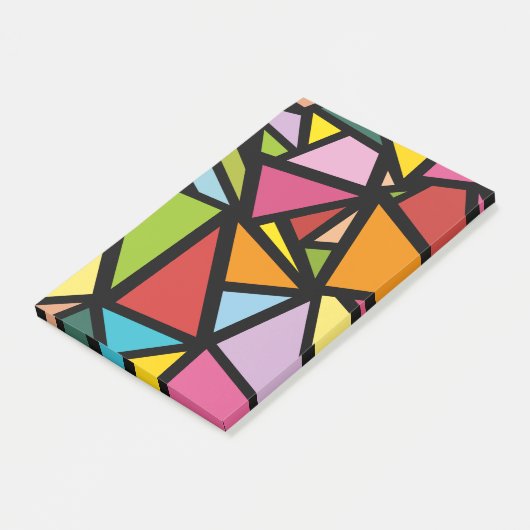 Kleurrijk driehoekspatroon 3 post-it® notes (Schuin)