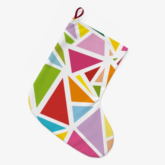 Kleurrijk driehoekspatroon 4 grote kerstsok (Voorkant (Hangend))