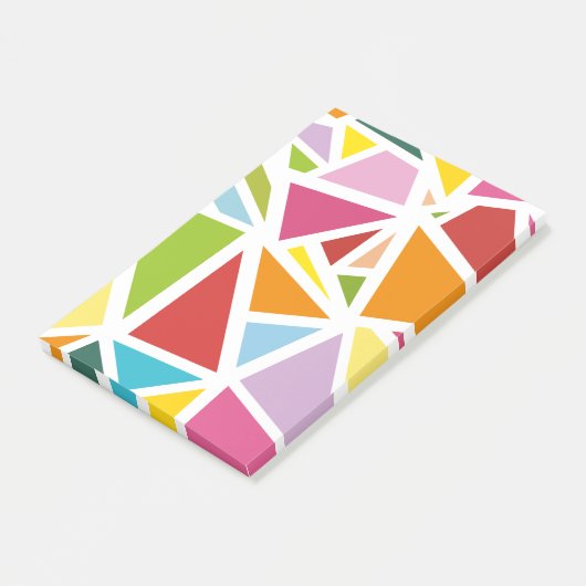 Kleurrijk driehoekspatroon 4 post-it® notes (Schuin)