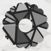 Kleurrijk driehoekspatroon 6 wijnglaslabel (Achterkant)