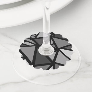 Kleurrijk driehoekspatroon 6 wijnglaslabel