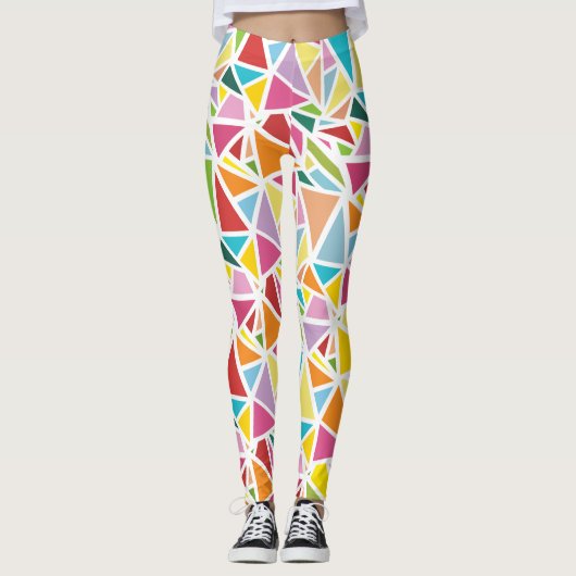 Kleurrijk driehoekspatroon leggings (Voorkant)