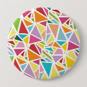 Kleurrijk driehoekspatroon ronde button 4,0 cm (Voorkant)