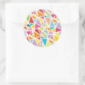Kleurrijk driehoekspatroon ronde sticker (Tas)