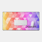 Kleurrijk driehoeksretro geometriepatroon Monogram Bureaumat (Keyboard & Muis)