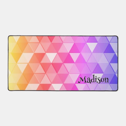 Kleurrijk driehoeksretro geometriepatroon Monogram Bureaumat (Voorkant)