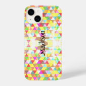 Kleurrijk driehoeksretro geometriepatroon Monogram iPhone Hoesje (Achterkant)