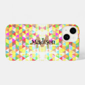 Kleurrijk driehoeksretro geometriepatroon Monogram iPhone Hoesje (Achterkant horizontaal)