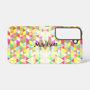 Kleurrijk driehoeksretro geometriepatroon Monogram Samsung Galaxy Hoesje